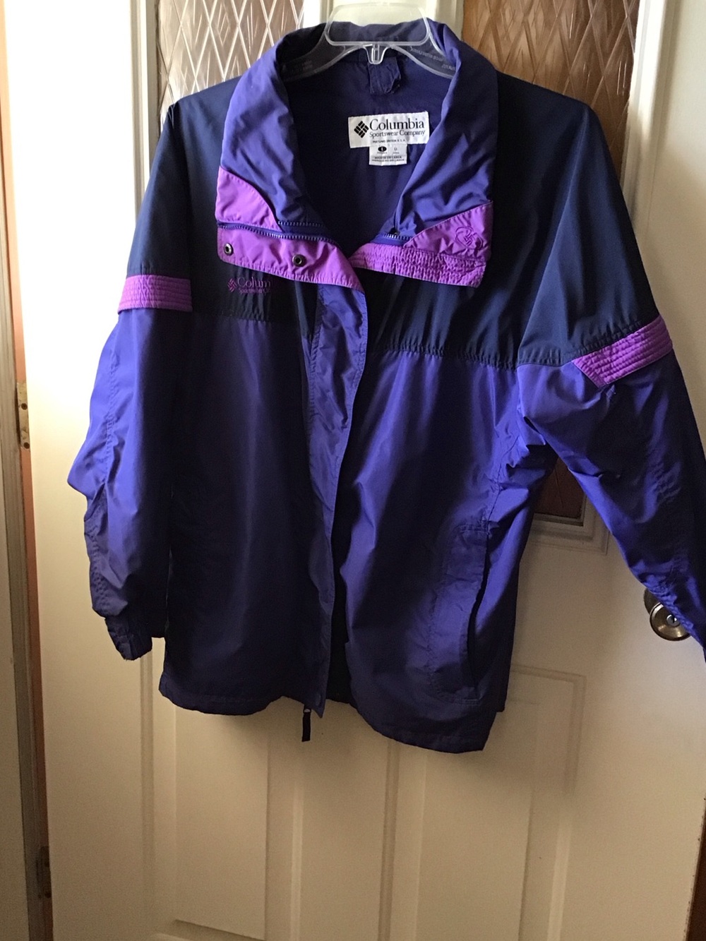 Columbia Purple and Navy Colorblock Windbreaker Jacket